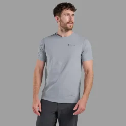 T-Shirts & Baselayers-Montane Mens Alhena Mountain 25 T-Shirt - Pebble Blue
