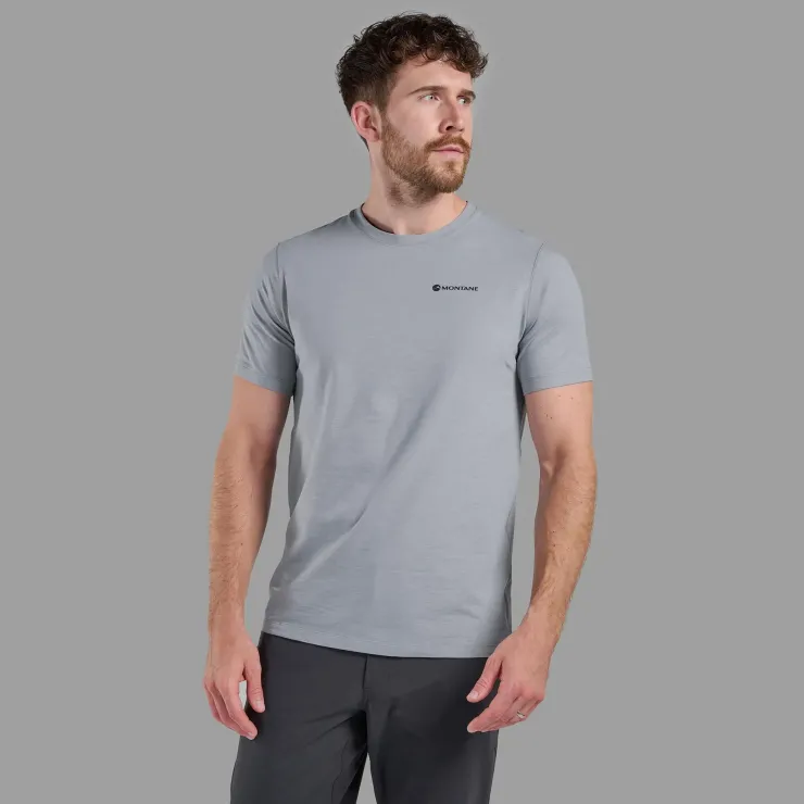 T-Shirts & Baselayers-Montane Mens Alhena Mountain 25 T-Shirt - Pebble Blue