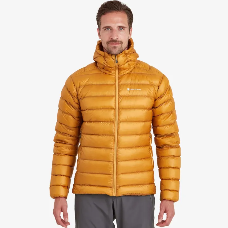 Insulated Jackets-Montane Mens Alpine 850 Lite Hooded Down Jacket - Flame Orange