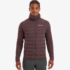 Insulated Jackets-Montane Mens Composite Hoodie - Dark Garnet
