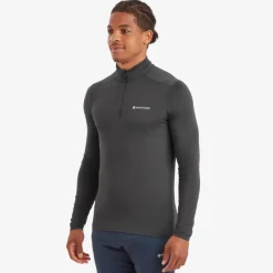 T-Shirts & Baselayers-Montane Mens Dart XT Zip Neck - Midnight Grey