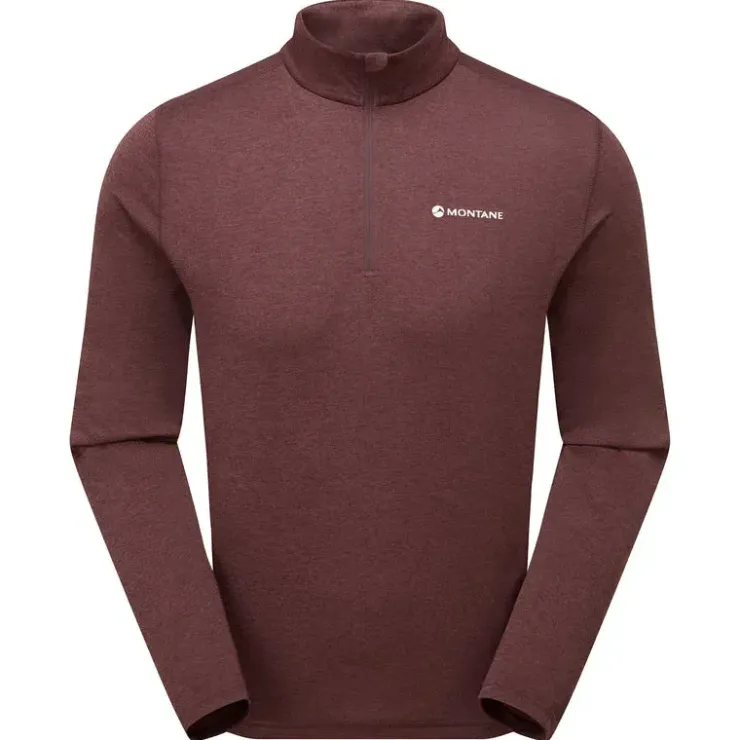 T-Shirts & Baselayers-Montane Mens Dart Zip Neck - Dark Garnet