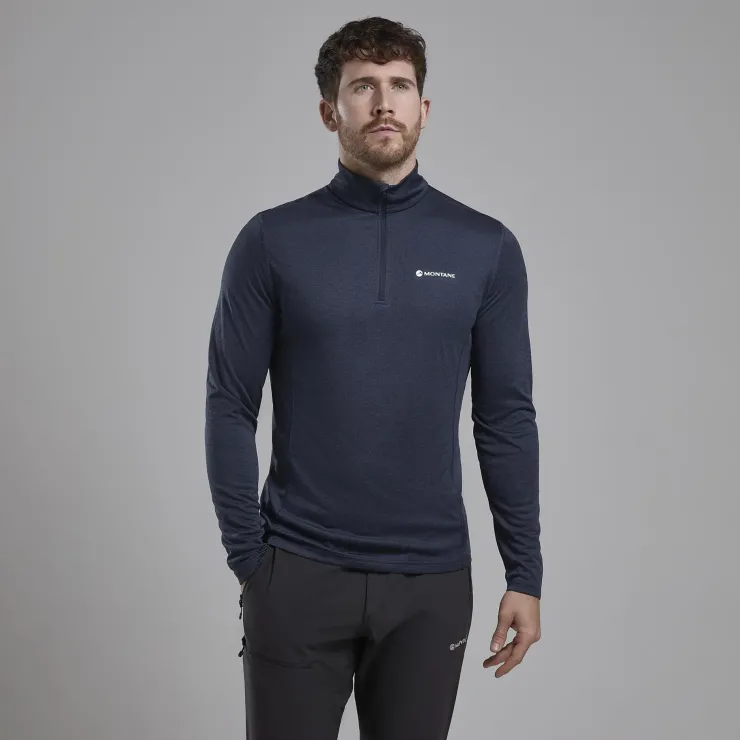 T-Shirts & Baselayers-Montane Mens Dart Zip Neck - Eclipse Blue