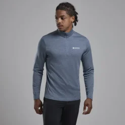 T-Shirts & Baselayers-Montane Mens Dart Zip Neck - Stone Blue