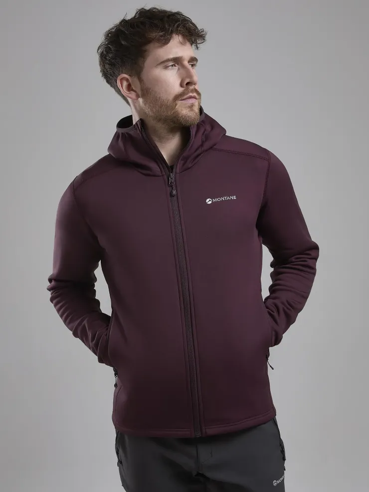 Fleece & Mid Layer-Montane Mens Fury Hoodie - Dark Garnet