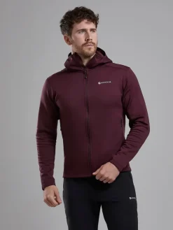 Fleece & Mid Layer-Montane Mens Fury Lite Hoodie - Dark Garnet