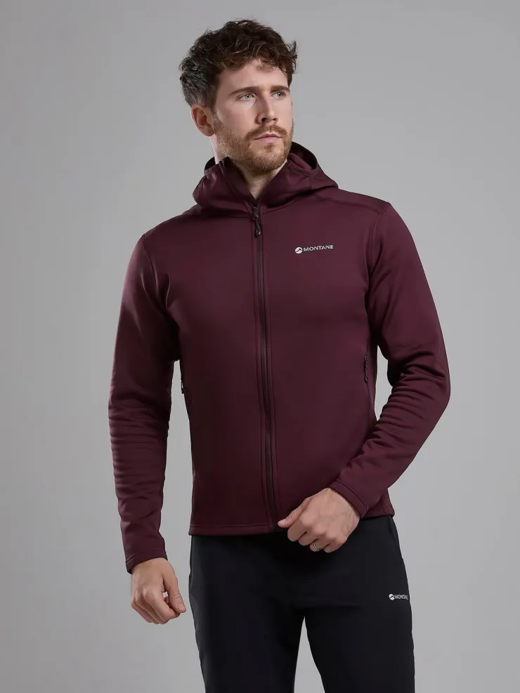 Fleece & Mid Layer-Montane Mens Fury Lite Hoodie - Dark Garnet