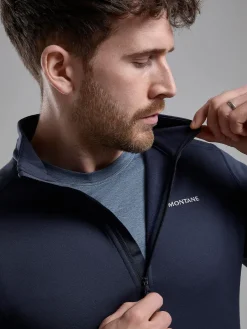 Fleece & Mid Layer-Montane Mens Fury Lite Pull-On - Eclipse Blue