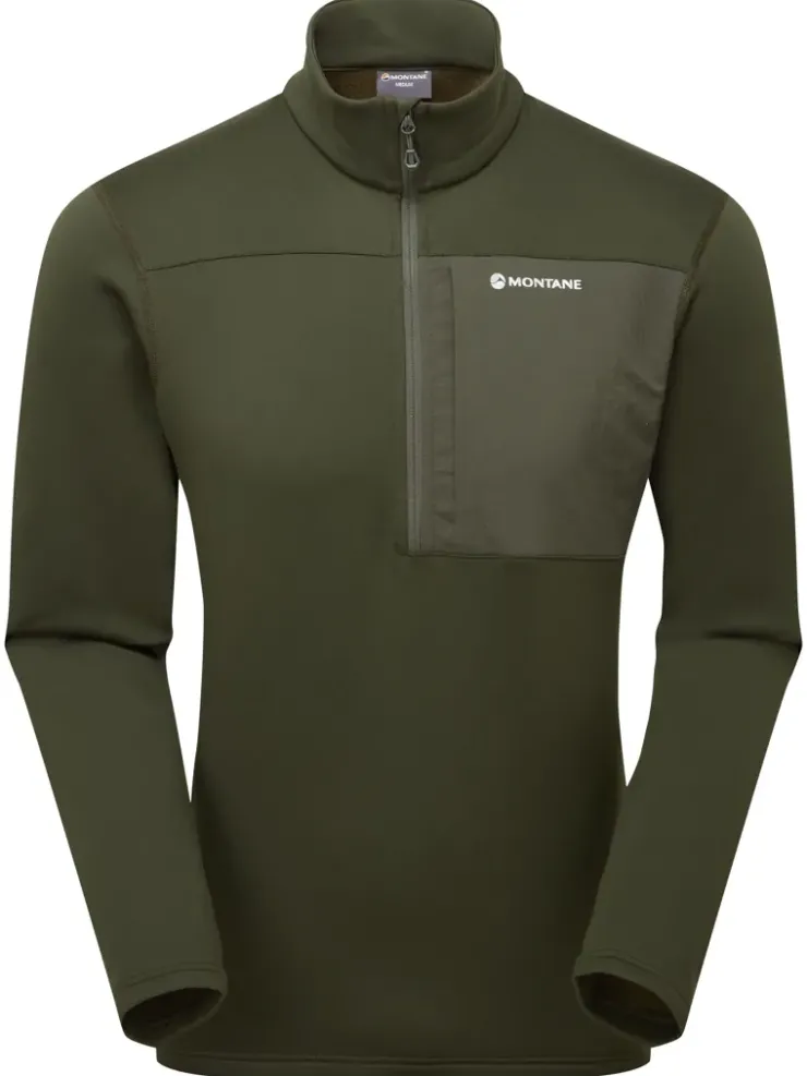 Fleece & Mid Layer-Montane Mens Fury XT Pull-On - Oak Green