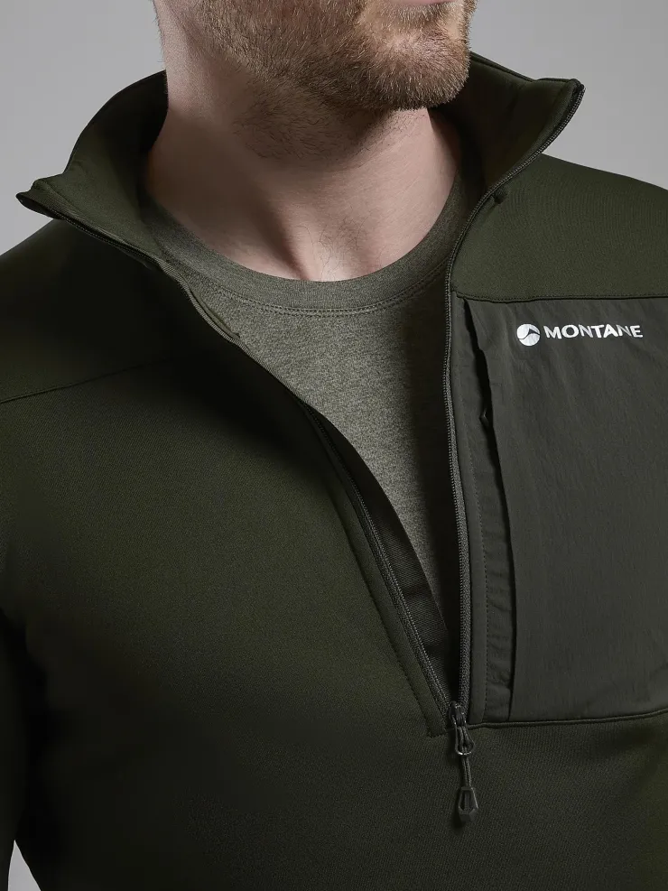 Fleece & Mid Layer-Montane Mens Fury XT Pull-On - Oak Green