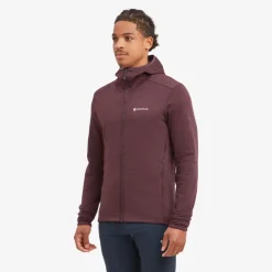Fleece & Mid Layer-Montane Mens Protium Hoodie - Dark Garnet