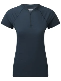T-Shirts & Baselayers-Montane Womens Dart Nano Zip T-Shirt - Eclipse Blue