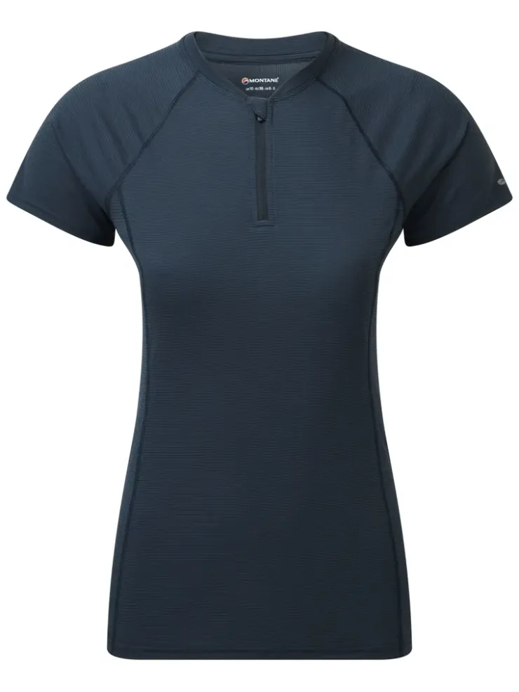 T-Shirts & Baselayers-Montane Womens Dart Nano Zip T-Shirt - Eclipse Blue