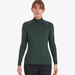 T-Shirts & Baselayers-Montane Womens Dart XT Zip Neck - Deep Forest