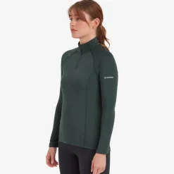 T-Shirts & Baselayers-Montane Womens Dart XT Zip Neck - Deep Forest