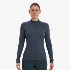 T-Shirts & Baselayers-Montane Womens Dart Zip Neck - Eclipse Blue