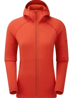 Fleece & Mid Layer-Montane Womens Fury Hoodie - Saffron Red