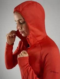 Fleece & Mid Layer-Montane Womens Fury Hoodie - Saffron Red