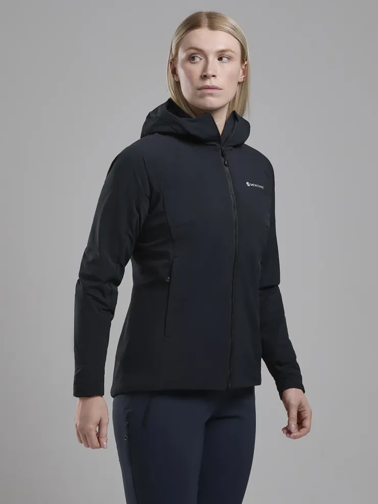 Softshell Jackets-Montane Womens Khamsin Hoodie - Black
