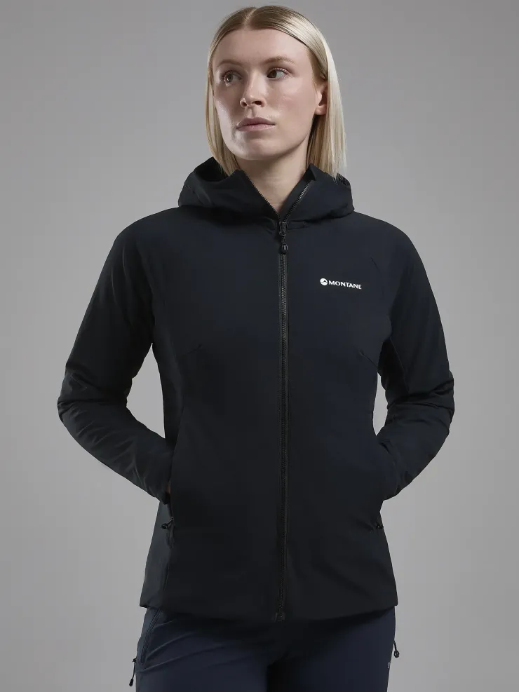 Softshell Jackets-Montane Womens Khamsin Hoodie - Black