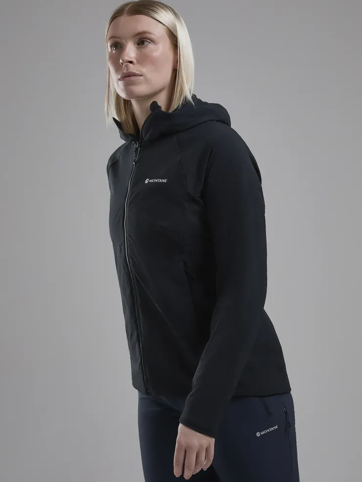 Softshell Jackets-Montane Womens Khamsin Hoodie - Black