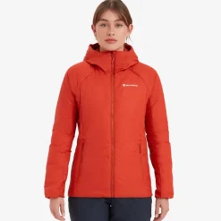 Insulated Jackets-Montane Womens Respond Hoodie - Saffron Red