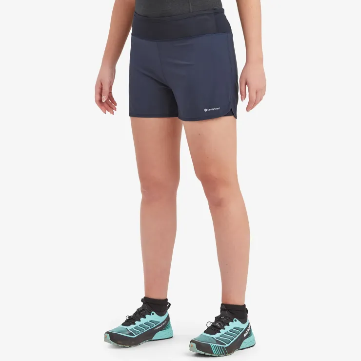 Shorts & Skirts-Montane Womens Slipstream Twin Skin Shorts - Eclipse Blue