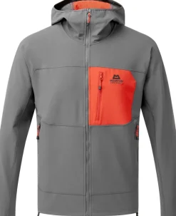 Softshell Jackets-Mountain Equipment Mens Arrow Hooded Jacket - Anvil-Red Rock