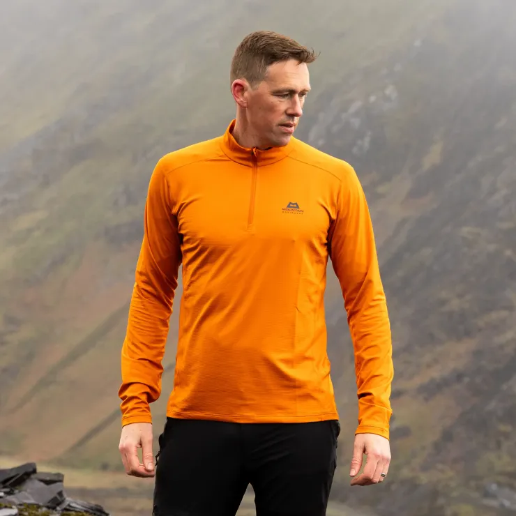 T-Shirts & Baselayers-Mountain Equipment Mens Cerrig LS Zip-T - Rust