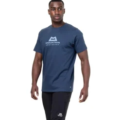 T-Shirts & Baselayers-Mountain Equipment Mens Emblem Tee - Denim Blue