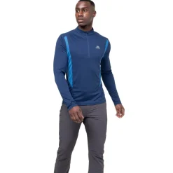 T-Shirts & Baselayers-Mountain Equipment Mens Ignis LS Zip Tee - Cosmos-Dusk