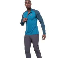 T-Shirts & Baselayers-Mountain Equipment Mens Nava LS Zip T - Majolica Blue