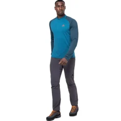 T-Shirts & Baselayers-Mountain Equipment Mens Nava LS Zip T - Cactus-Vine