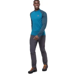 T-Shirts & Baselayers-Mountain Equipment Mens Nava LS Zip T - Cactus-Vine