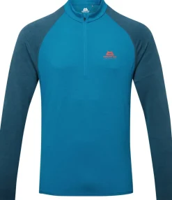 T-Shirts & Baselayers-Mountain Equipment Mens Nava LS Zip T - Mykonos-Majolica