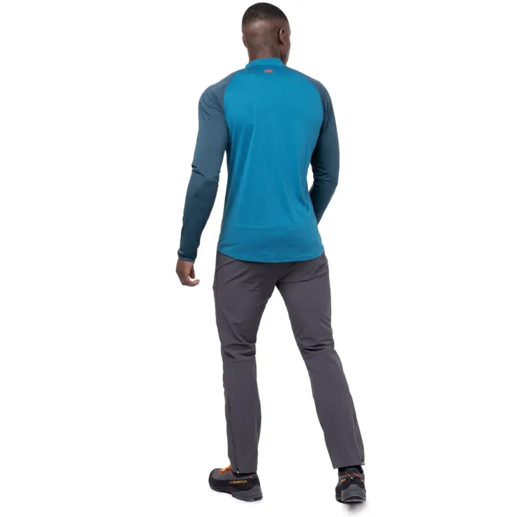 T-Shirts & Baselayers-Mountain Equipment Mens Nava LS Zip T - Mykonos-Majolica