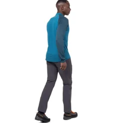 T-Shirts & Baselayers-Mountain Equipment Mens Nava LS Zip T - Mykonos-Majolica