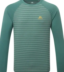 T-Shirts & Baselayers-Mountain Equipment Mens Redline LS Tee - Fern Stripe-Fern
