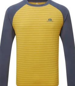 T-Shirts & Baselayers-Mountain Equipment Mens Redline LS Tee - Acid Stripe-Denim
