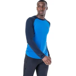 T-Shirts & Baselayers-Mountain Equipment Mens Redline LS Tee - Acid Stripe-Denim