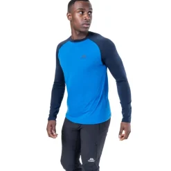 T-Shirts & Baselayers-Mountain Equipment Mens Redline LS Tee - Acid Stripe-Denim