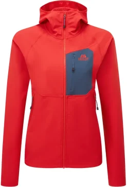 Softshell Jackets-Mountain Equipment Womens Arrow Hooded Jacket - Chili Red-Dusk