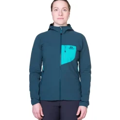Softshell Jackets-Mountain Equipment Womens Echo Hooded Jacket - Majolica-Topaz