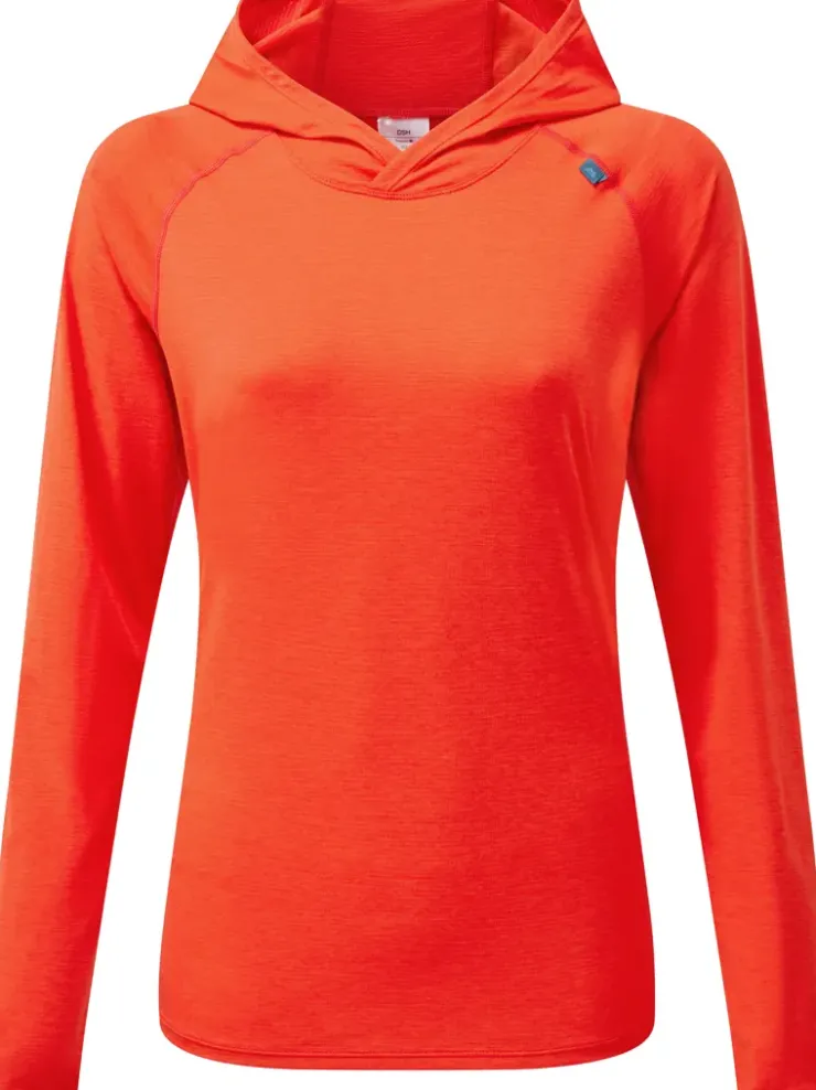 T-Shirts & Baselayers-Mountain Equipment Womens Glace Hooded Top - Mandarin Red