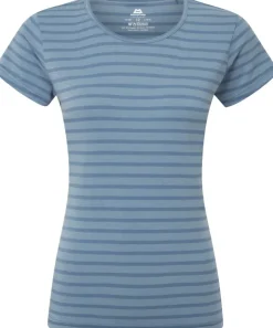 T-Shirts & Baselayers-Mountain Equipment Womens Groundup Stripe Tee - Bluefin Stripe