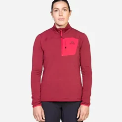 Fleece & Mid Layer-Mountain Equipment Womens Lumiko Zip T - Rhubarb-Capsicum