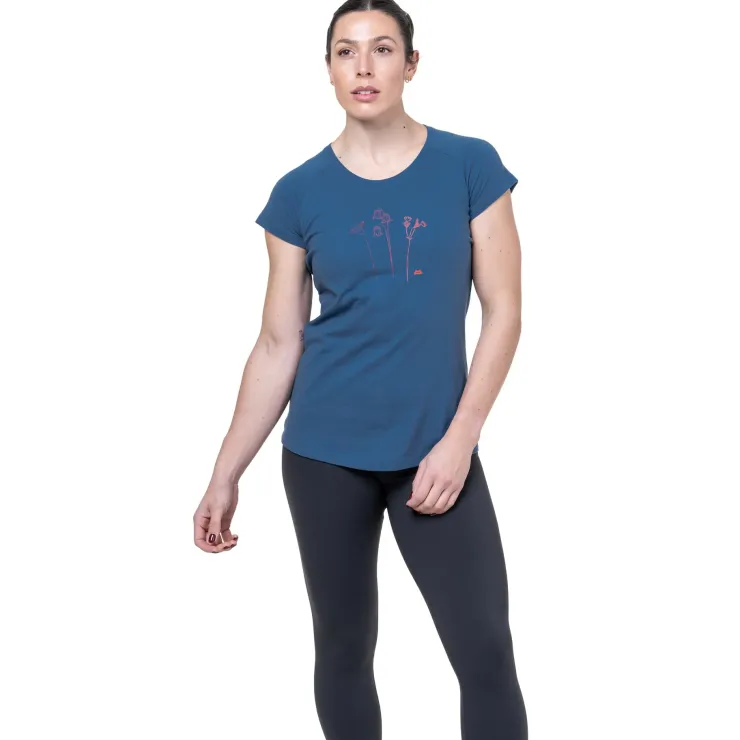 T-Shirts & Baselayers-Mountain Equipment Womens Mountain Flower Tee - Stellar Blue