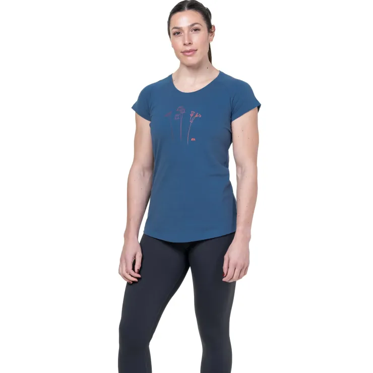 T-Shirts & Baselayers-Mountain Equipment Womens Mountain Flower Tee - Stellar Blue