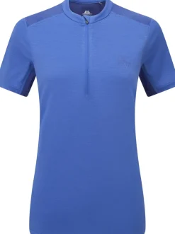 T-Shirts & Baselayers-Mountain Equipment Womens Nava SS Zip T - Vivid-Clematis