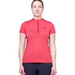T-Shirts & Baselayers-Mountain Equipment Womens Nava SS Zip T - Vivid-Clematis